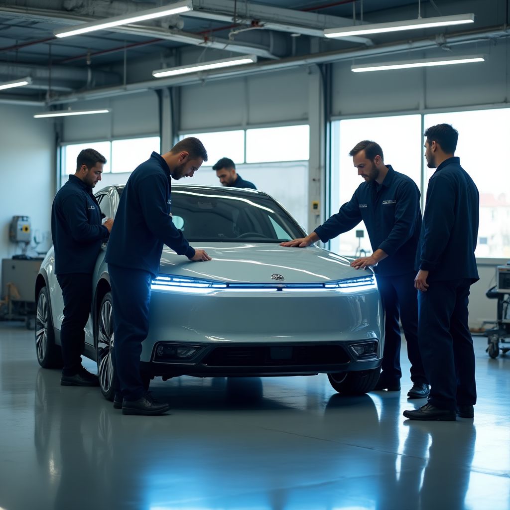 El equipo de ElectroTaller trabajando en un vehículo eléctrico